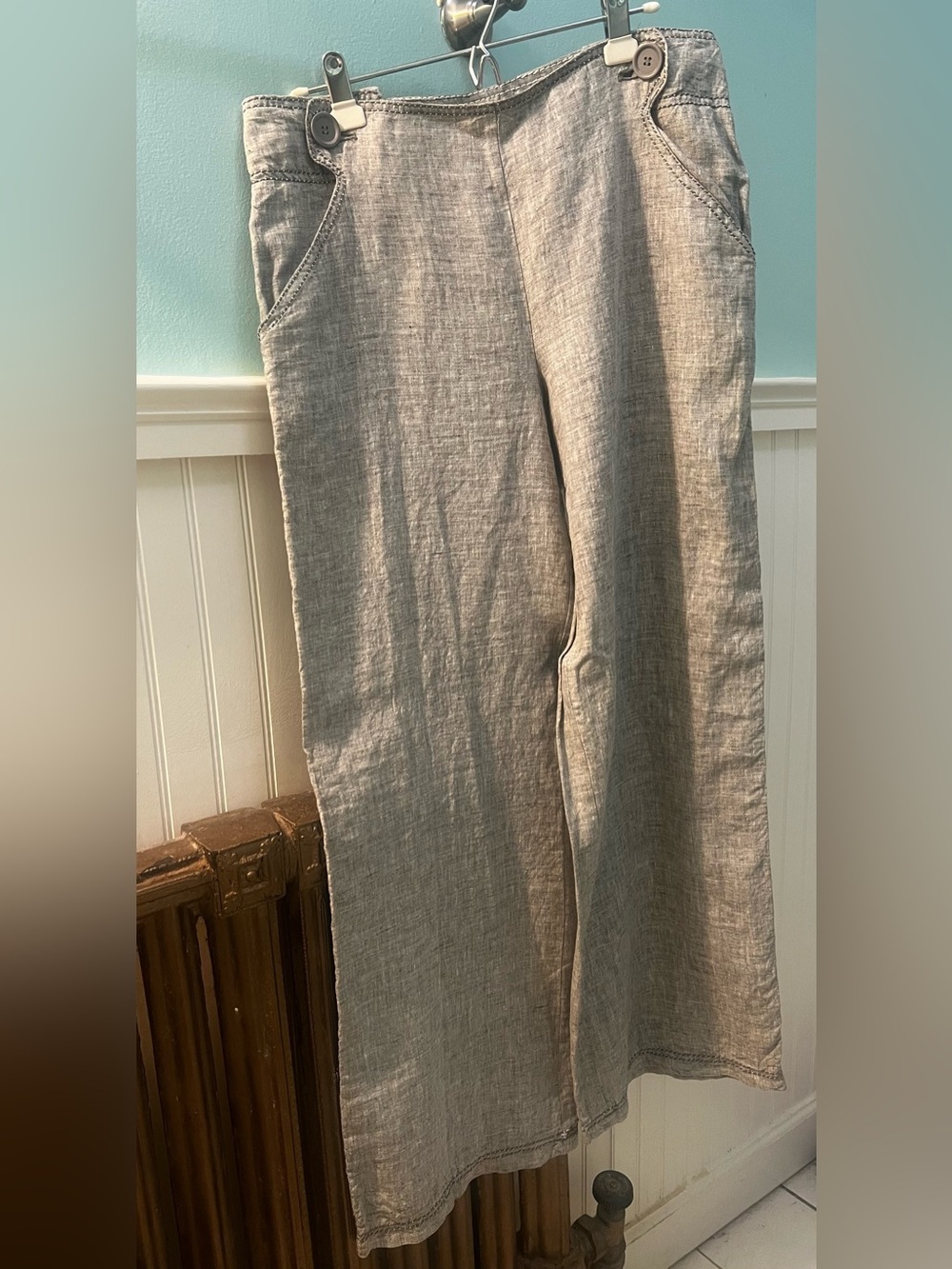 Max Studio Heather Gray Linen Pants